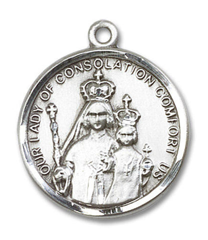Large Our Lady of Consolation Medal - Sterling Silver 7/8 x 3/4 Round Pendant 0038SS
