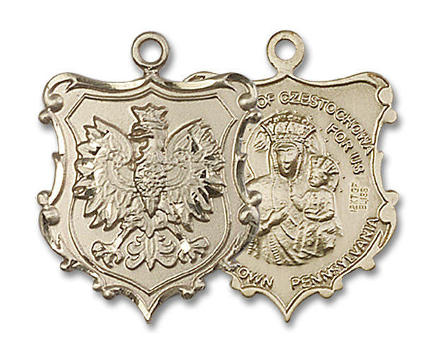 Large Our Lady of Czestochowa Shrine Medal - 14kt Gold 1 x 3/4 Pendant 6097