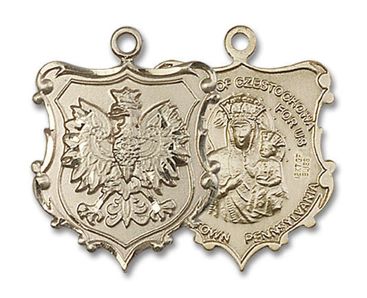 Large Our Lady of Czestochowa Shrine Medal - 14kt Gold 1 x 3/4 Pendant 6097
