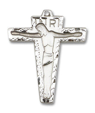 Large Primative Crucifix Pendant - Sterling Silver 1 1/8" x 7/8" (0661SS)