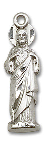 Large Sacred Heart Pendant - Sterling Silver 1 x 1/4 5935SS