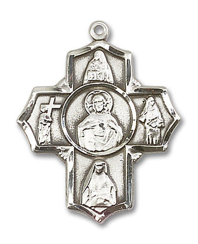 Large Scapular 5-Way Medal - Sterling Silver 1 1/4 x 1 Pendant 5715SS