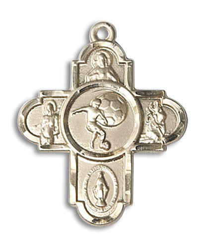 Large Soccer 5-Way Medal - 14kt Gold 1 1/8 x 1 5/8 Pendant 5743