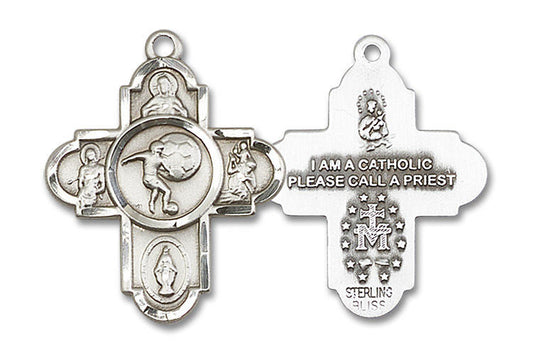 Large Soccer 5-Way Medal - Sterling Silver 1 1/8 x 1 5/8 Pendant 5743SS