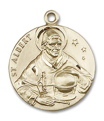 Large St Albert Medal - 14kt Gold 1 x 7/8 Round Pendant 0832