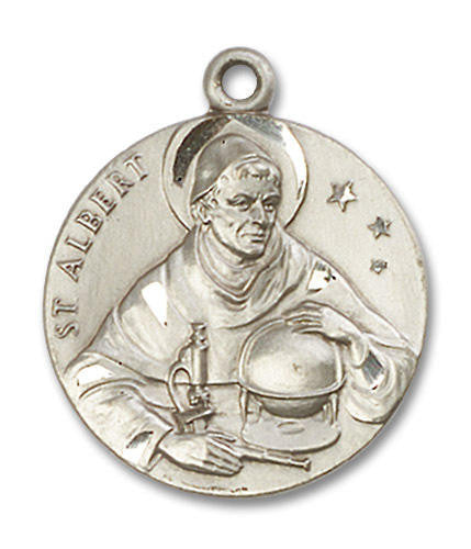 Large St Albert Medal - Sterling Silver 1 x 7/8 Round Pendant 0832SS