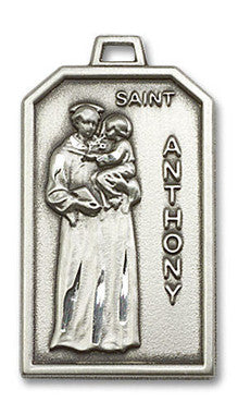 Large St. Anthony Medal - Sterling Silver 1 1/8" x 5/8" Rectangular Pendant (5723SS)