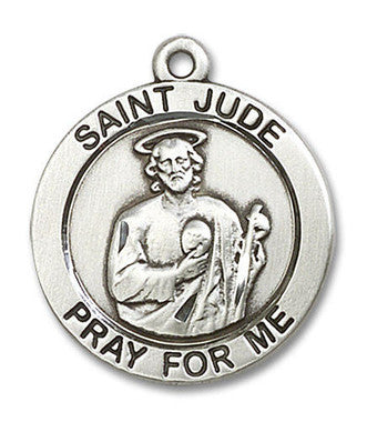 Large St. Jude Medal - Sterling Silver 1" x 7/8" Round Pendant (4078SS)
