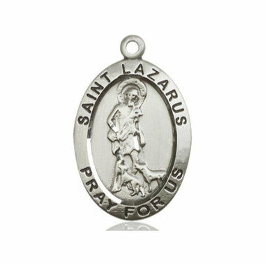 Large St. Lazarus Medal - Sterling Silver 1" x 5/8" Oval Pendant (4030SS)