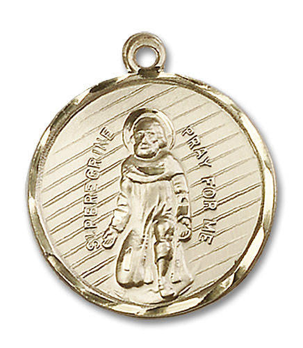Large St Peregrine Medal - 14kt Gold 1 x 7/8 Round Pendant 5437