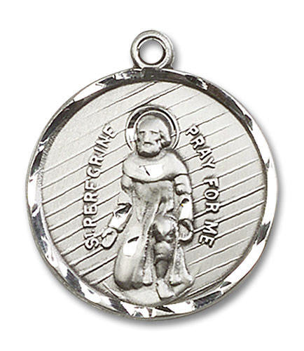 Large St Peregrine Medal - Sterling Silver 1 x 7/8 Round Pendant 5437SS