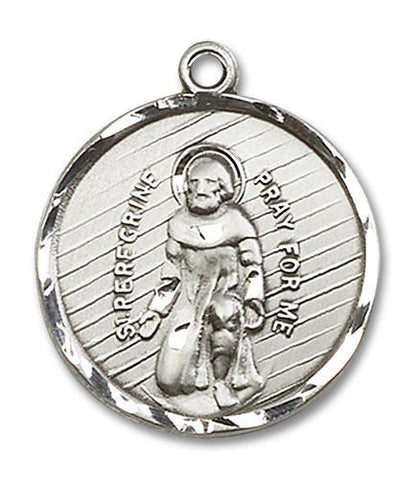 Large St Peregrine Medal - Sterling Silver 1 x 7/8 Round Pendant 5437SS