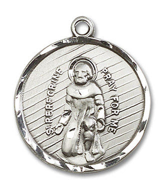 Large St. Peregrine Medal - Sterling Silver 1" x 7/8" Round Pendant (5437SS)