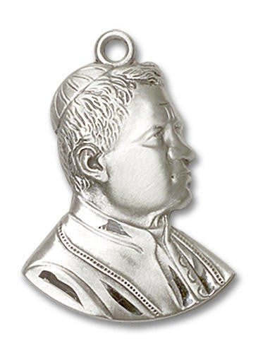 Large St Pius X Pendant - Sterling Silver 1 x 3/4 0897SS