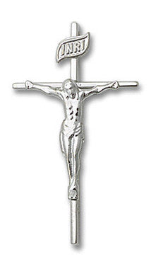 Large Thin Crucifix Pendant - Sterling Silver 1" x 1/2" (1535SS)