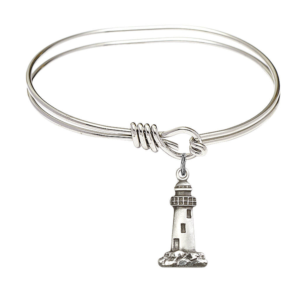 Lighthouse Eye Hook Bangle Bracelet - Sterling Silver Charm 5922SS