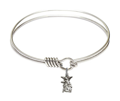 Littlest Angel Round Eye Hook Bangle Bracelet - Sterling Silver Charm - 6.25 Inch 4254SS