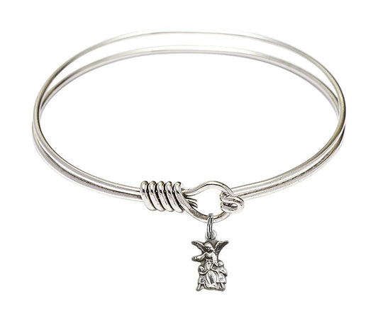 Littlest Angel Round Eye Hook Bangle Bracelet - Sterling Silver Charm - 6.25 Inch 4254SS