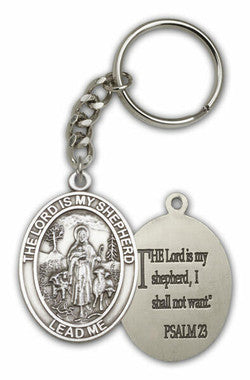 Lord is My Shepherd Medal Keychain - Silver Finish (6819SRCS)