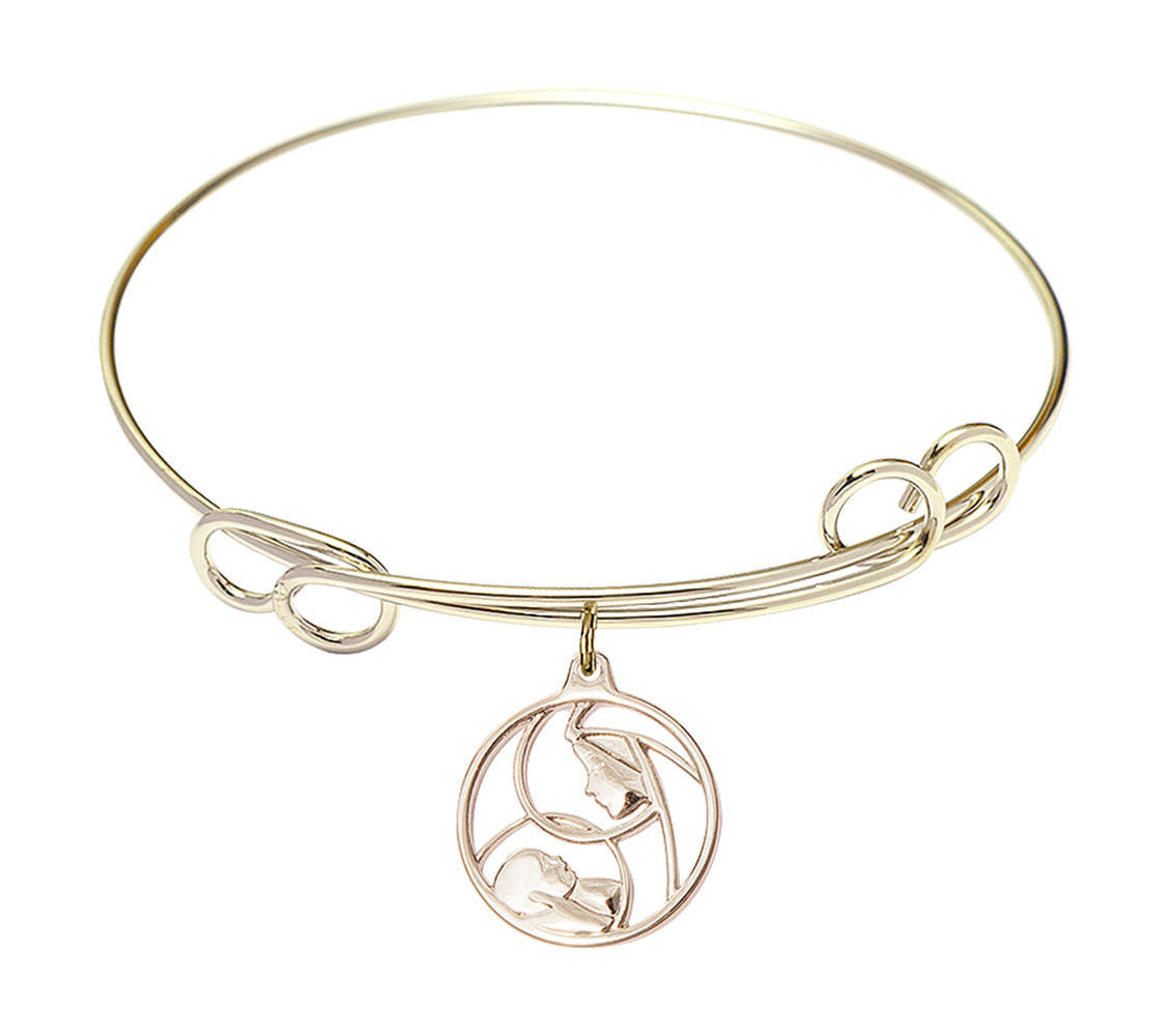 Madonna And Child Double Loop Bangle Bracelet - Gold-Filled Charm 6225GF