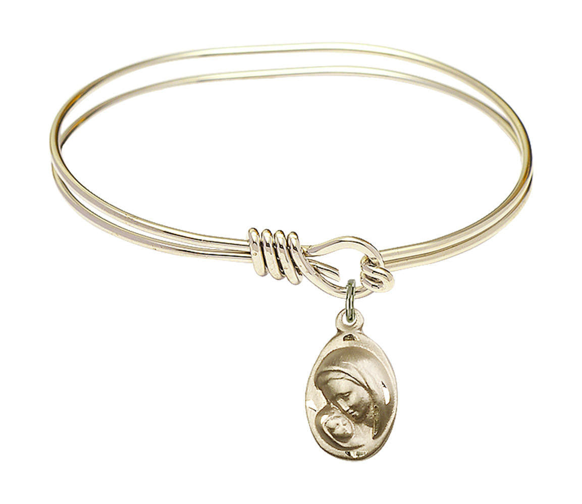 Madonna And Child Eye Hook Bangle Bracelet - Gold-Filled Charm 5447GF