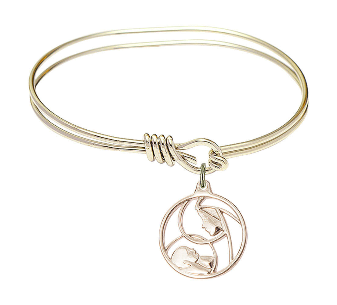 Madonna And Child Eye Hook Bangle Bracelet - Gold-Filled Charm 6225GF