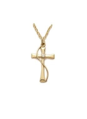 Maltese Cubic Zirconium Cross Necklace - Gold-Filled Pendant on 18 Gold-Plated Chain SX0339GH