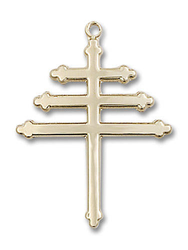 Maronite Large Cross Pendant - 14kt Gold 1 x 3/4 0084