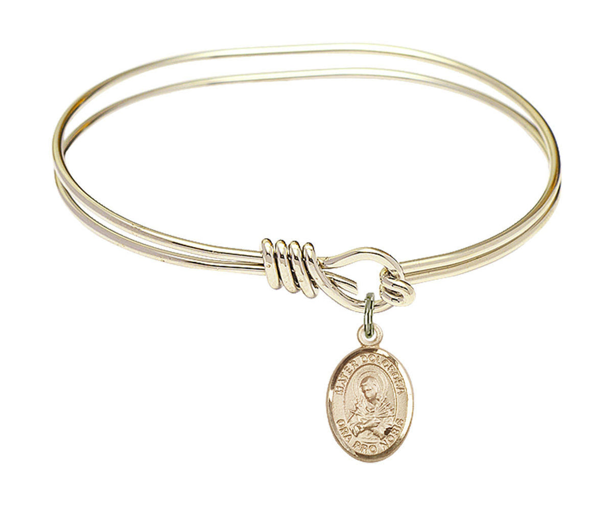 Mater Dolorosa Eye Hook Bangle Bracelet - Gold-Filled Charm 9290GF