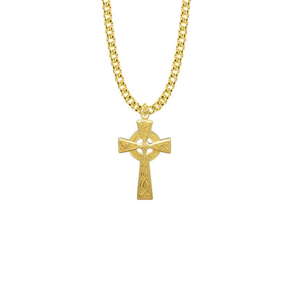 Mens Celtic Cross Necklace - 14K Gold-Filled Pendant On 24 Gold-Plated Chain SX7905GH