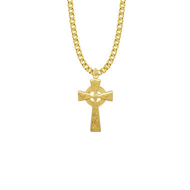 Men's Celtic Cross Necklace - 14K Gold-Filled Pendant On 24" Gold-Plated Chain (SX7905GH)
