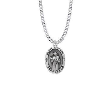 Men's St. Andrew Necklace - Sterling Silver Medal On 24" Stainless Chain (SM8834SH)