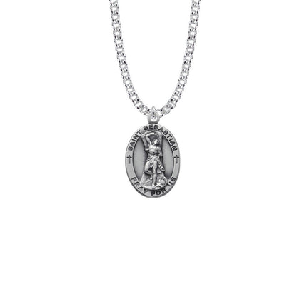 Mens St Sebastian Necklace - Sterling Silver Medal On 24 Stainless Chain SM8849SH
