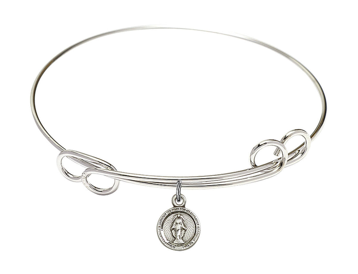 Miraculous Double Loop Bangle Bracelet - Sterling Silver Charm 2342SS