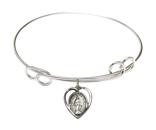 Miraculous Double Loop Bangle Bracelet - Sterling Silver Charm 4125SS
