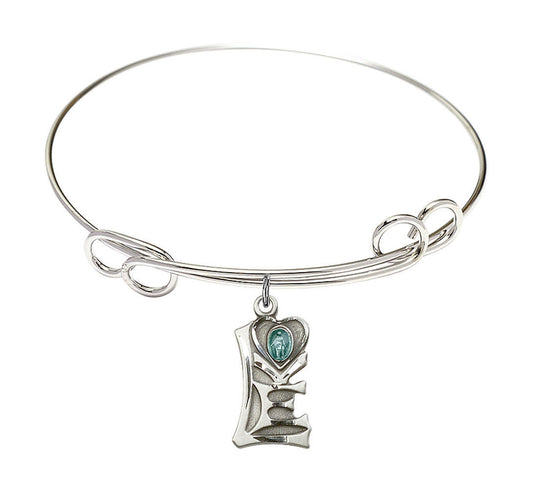 Miraculous Double Loop Bangle Bracelet - Sterling Silver Charm 5901SS