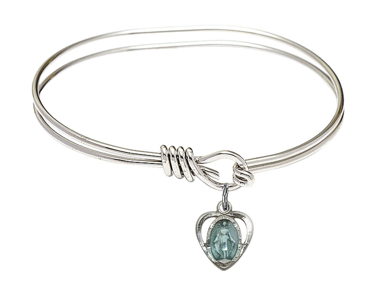 Miraculous Heart Eye Hook Bangle Bracelet - Sterling Silver Charm 5401ESS