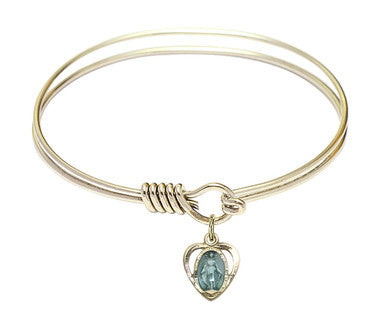 Miraculous Heart Round Eye Hook Bangle Bracelet - Gold-Filled Charm - 6.25 Inch  (5401EGF)