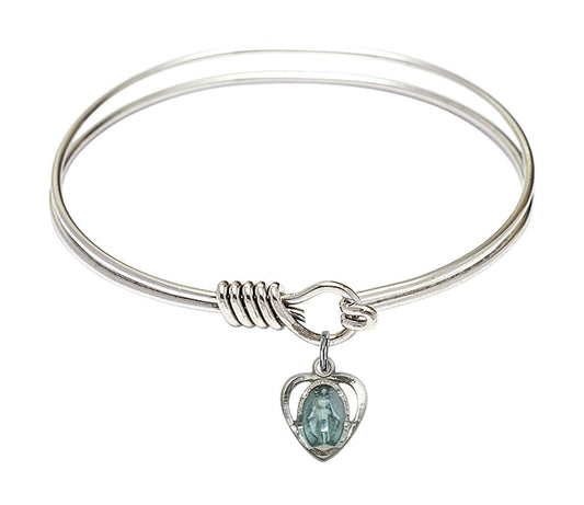 Miraculous Heart Round Eye Hook Bangle Bracelet - Sterling Silver Charm - 6.25 Inch 5401ESS