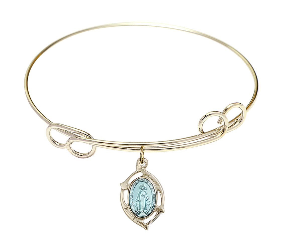 Miraculous Leaf Double Loop Bangle Bracelet - Gold-Filled Charm