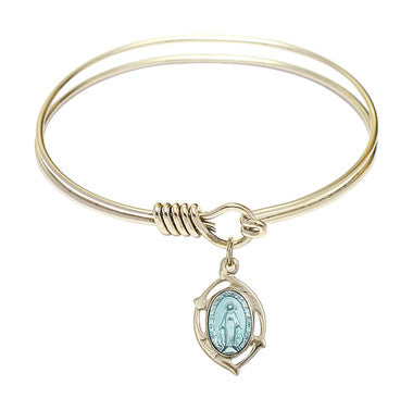 Miraculous Leaf Round Eye Hook Bangle Bracelet - Gold-Filled Charm - 6.25 Inch  (4258MGF)