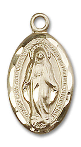 Miraculous Medal - 14kt Gold 5/8 x 3/8 Oval Pendant 1609