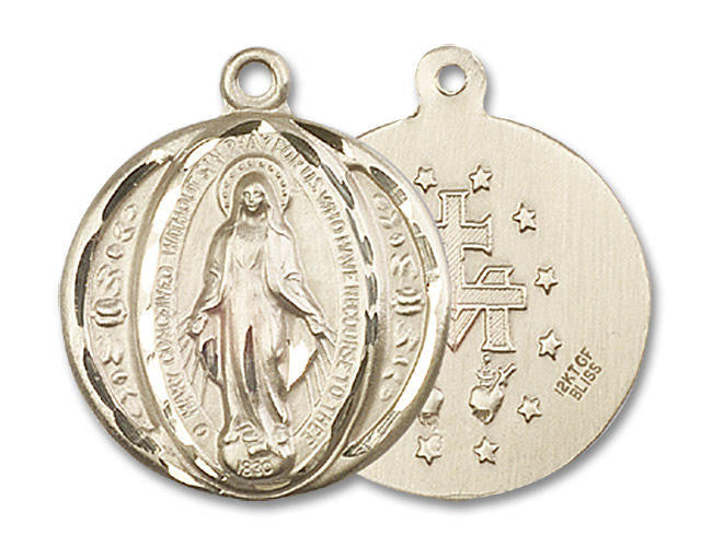 Miraculous Medal - 14kt Gold 7/8 x 3/4 Round Pendant 0017M
