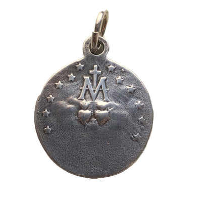 Miraculous Medal - Sterling Silver 3/4" Round Antique Replica Pendant