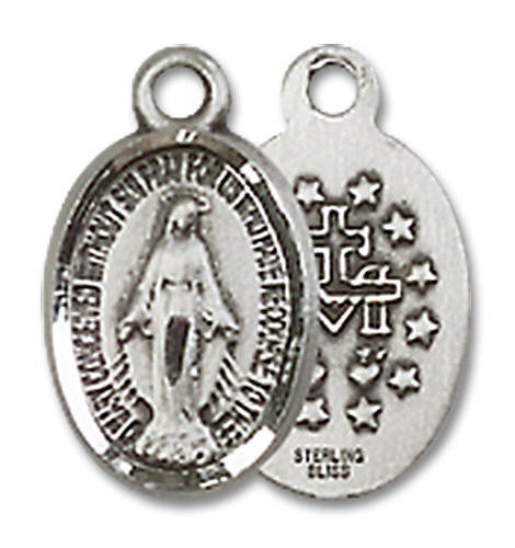 Miraculous Medal Charm - Sterling Silver Oval Pendant 0702MSS
