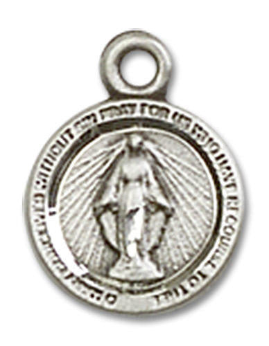 Miraculous Medal Charm - Sterling Silver Round Pendant 2342SS