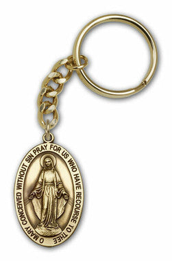 Miraculous Medal Keychain - Gold Finish 5852SRCG