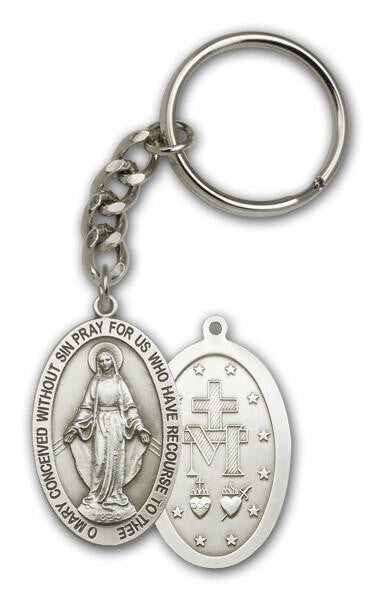 Miraculous Medal Keychain - Silver Finish 5852SRCS
