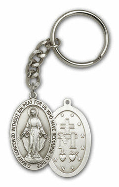 Miraculous Medal Keychain - Silver Finish 5852SRCS