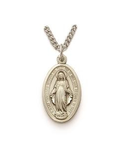 Miraculous Medal Necklace - Sterling Silver Pendant On 18 Stainless Chain SM0678SH